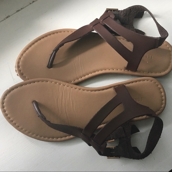 Forever 21 Brown Faux Leather Sandals Size 5/6 - Picture 4 of 4
